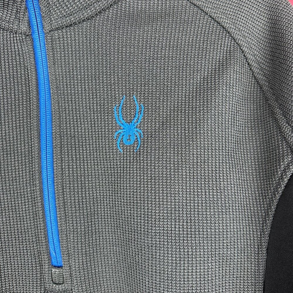 SPYDER MEN'S OUTBOUND 1/4 ZIP PULLOVER, GRAY, BLACK, BLUE ZIPPER, LOGO, SIZE L - Picture 6 of 12